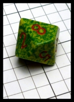 Dice : Dice - 10D - Chessex Green Speckle and Red Numerals - POD Aug 2015